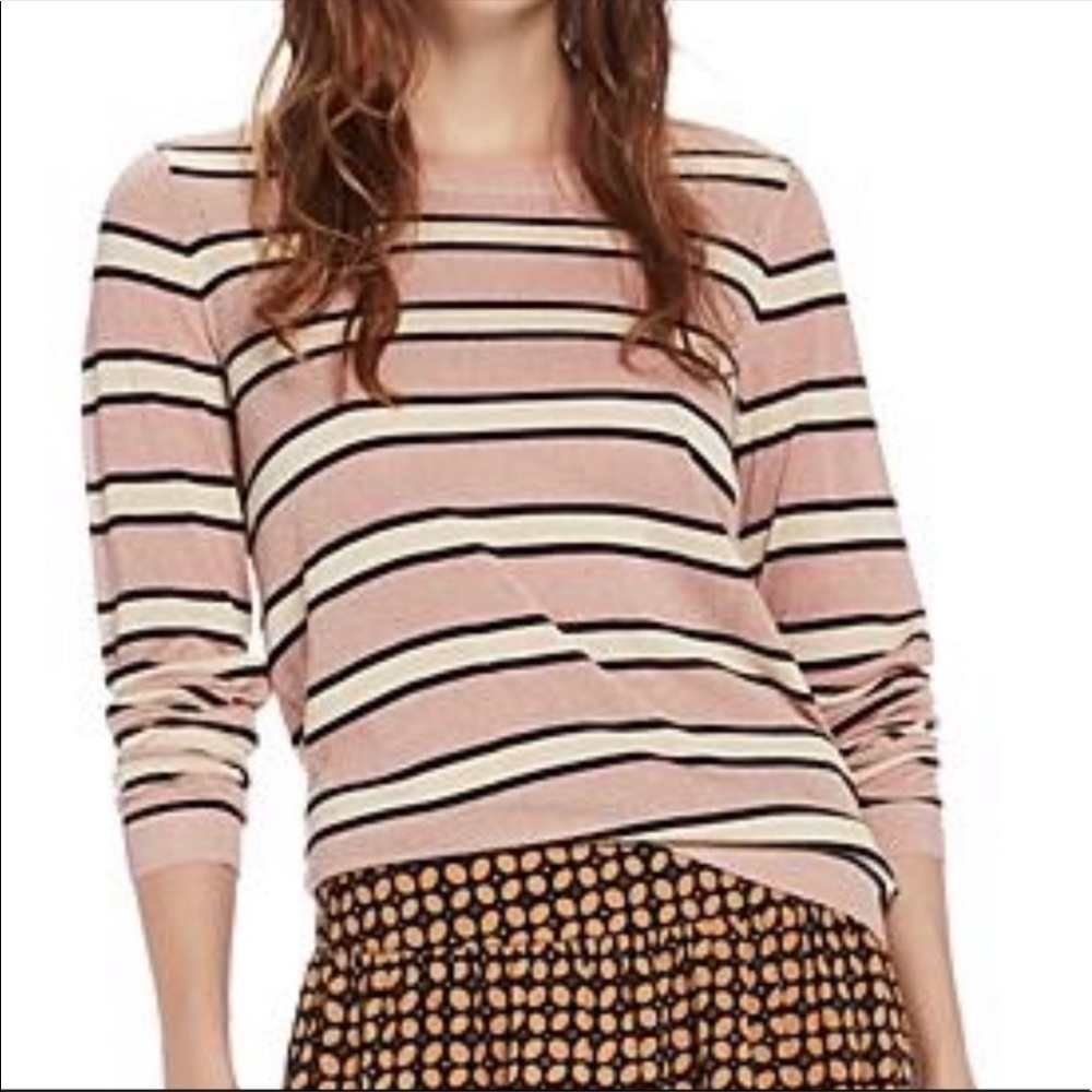 Scotch & Soda Striped Tan Black Lurex Sparkly Lightweight Crewneck Sweater M NEW